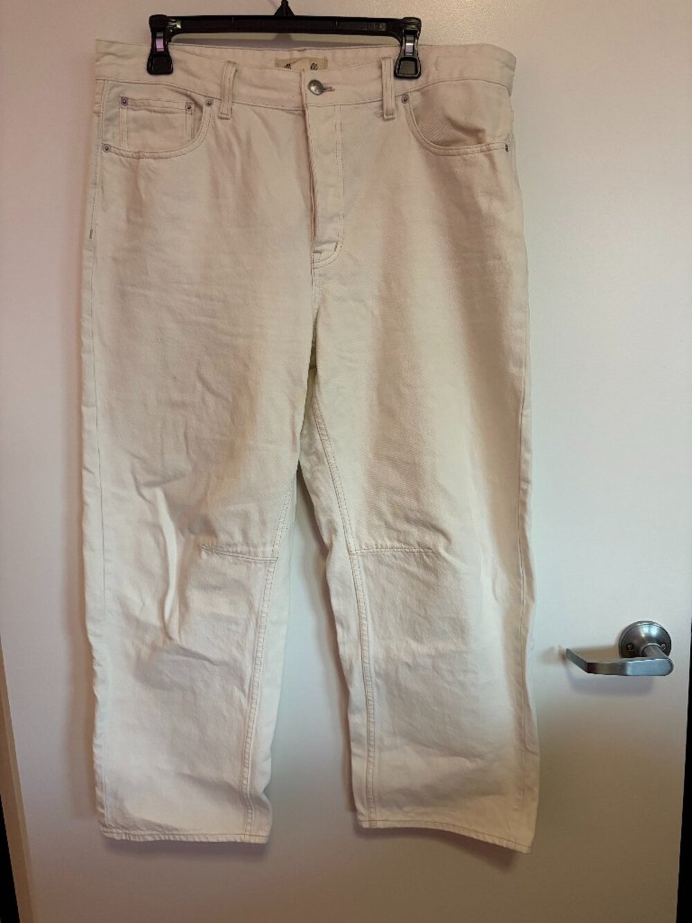White Dart Barrel Jeans with Button Fly